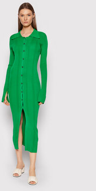 Zielona sukienka Remain dopasowana z długim rękawem maxi