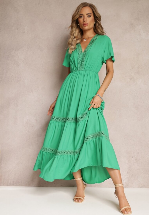 Zielona sukienka Renee maxi z tkaniny w stylu boho