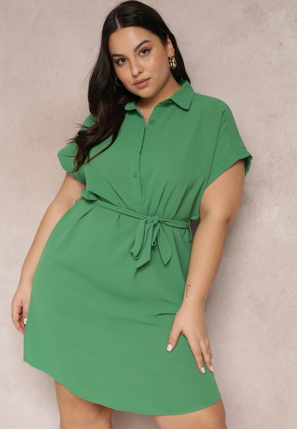 Zielona sukienka Renee mini koszulowa w stylu casual