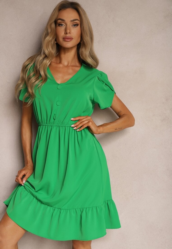 Zielona sukienka Renee mini z dekoltem w kształcie litery v