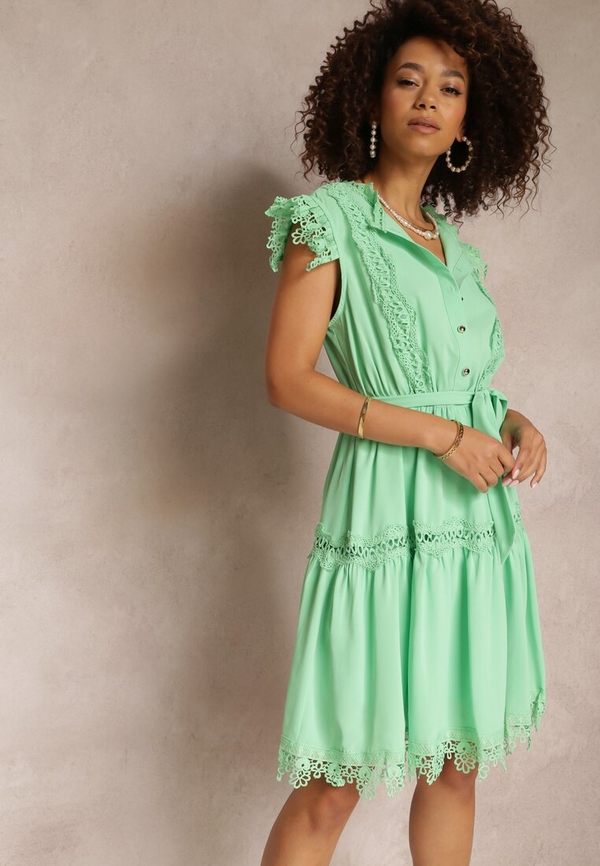 Zielona sukienka Renee rozkloszowana w stylu casual