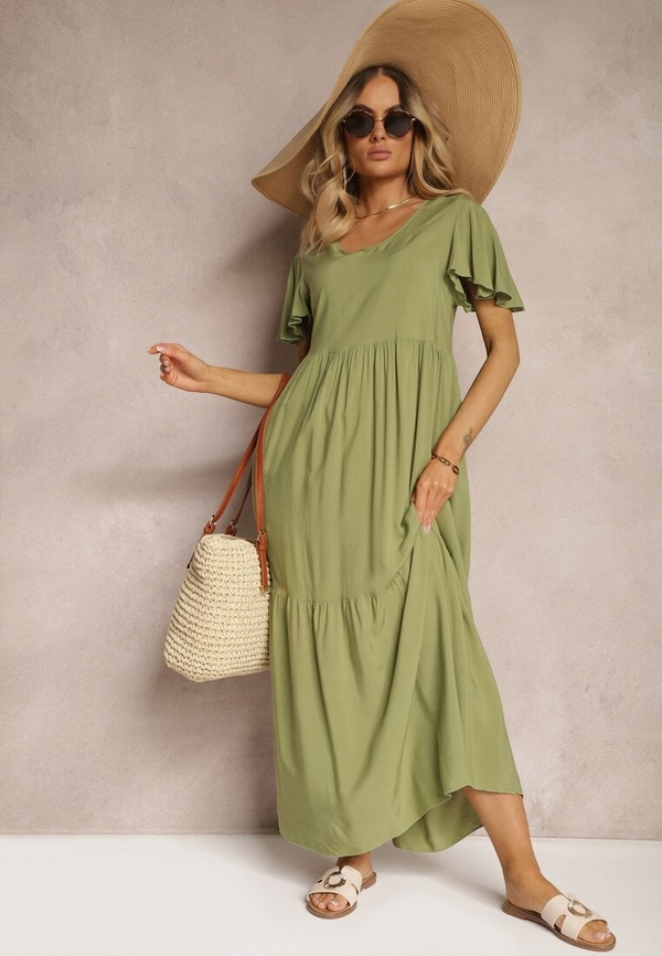 Zielona sukienka Renee z bawełny oversize maxi