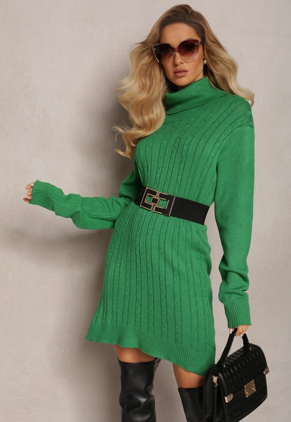 Zielona sukienka Renee z długim rękawem