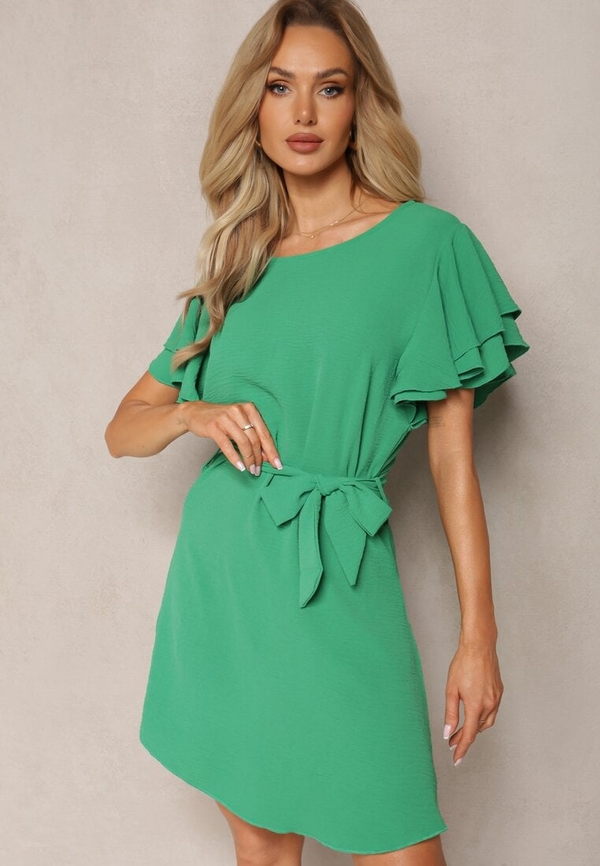 Zielona sukienka Renee z krótkim rękawem