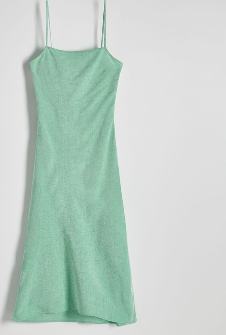 Zielona sukienka Reserved prosta z okrągłym dekoltem na ramiączkach
