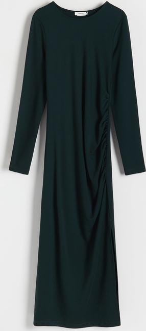 Zielona sukienka Reserved z długim rękawem prosta