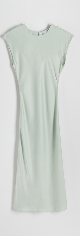 Zielona sukienka Reserved z okrągłym dekoltem prosta z tkaniny