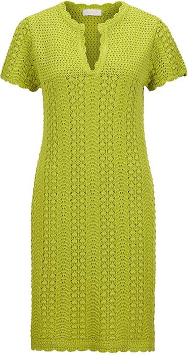 Zielona sukienka Rich & Royal w stylu casual z bawełny z krótkim rękawem