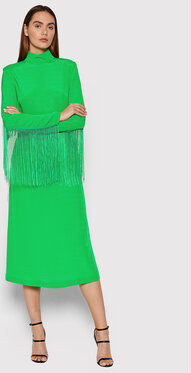 Zielona sukienka Rotate trapezowa w stylu casual z golfem
