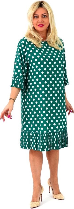 Zielona sukienka Roxana - sukienki w stylu casual midi z okrągłym dekoltem