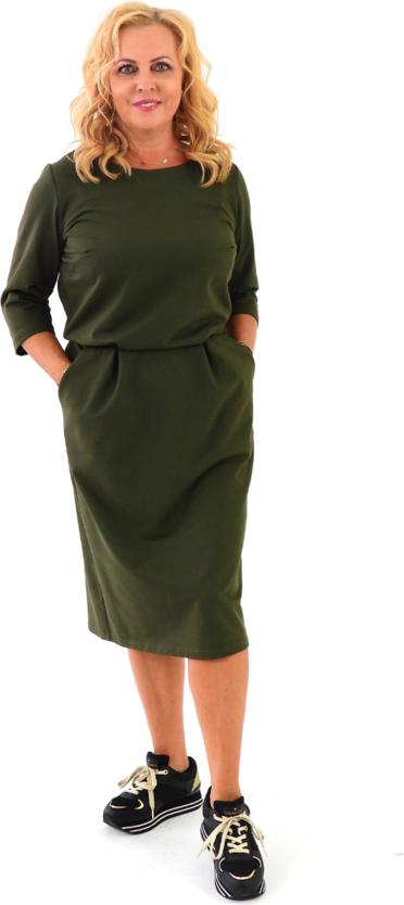Zielona sukienka Roxana - sukienki z okrągłym dekoltem midi