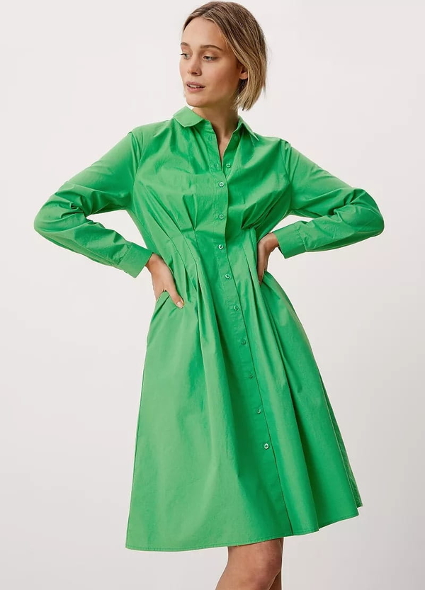Zielona sukienka S.Oliver koszulowa z długim rękawem w stylu casual