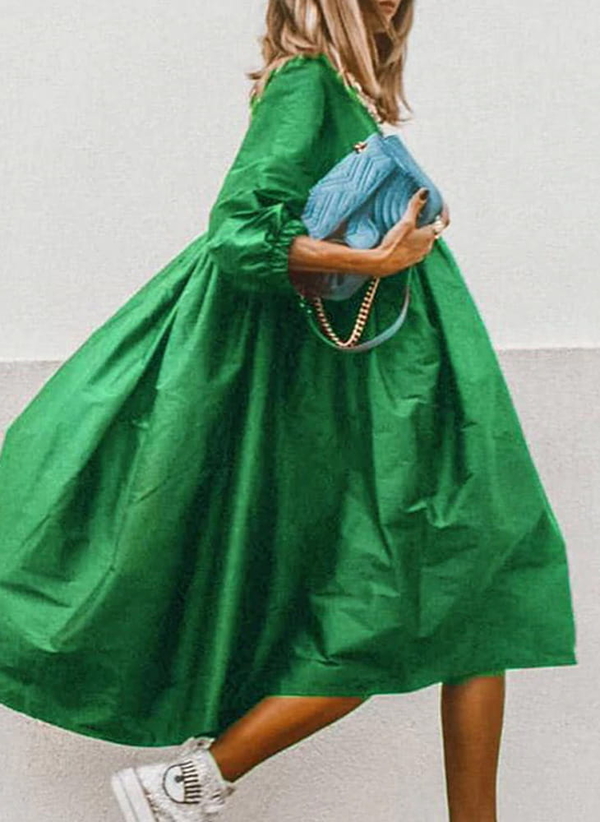 Zielona sukienka Sandbella hiszpanka z długim rękawem