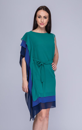 Zielona sukienka Semper midi z tkaniny z długim rękawem