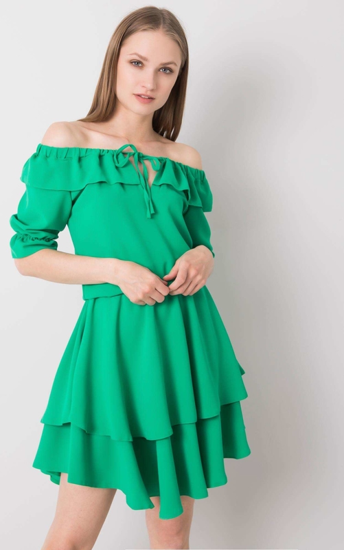 Zielona sukienka Sheandher.pl mini z długim rękawem