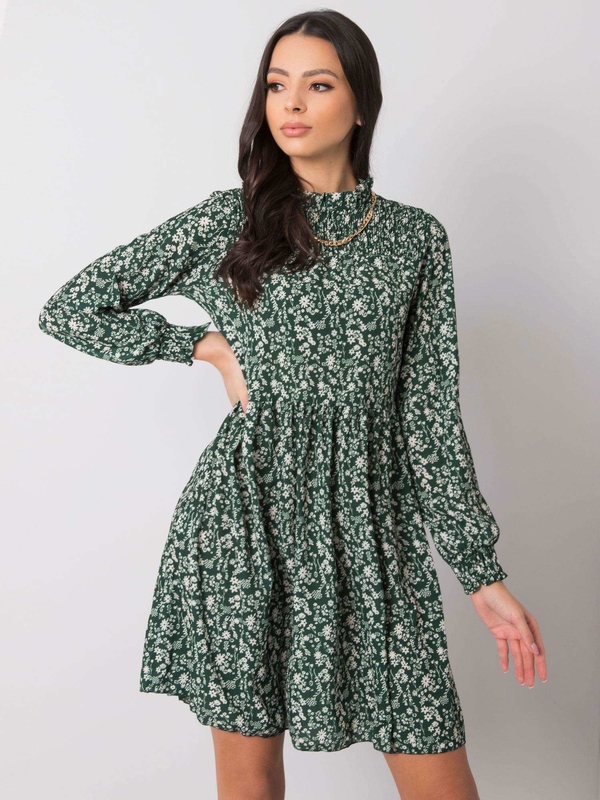 Zielona sukienka Sheandher.pl mini z długim rękawem w stylu casual