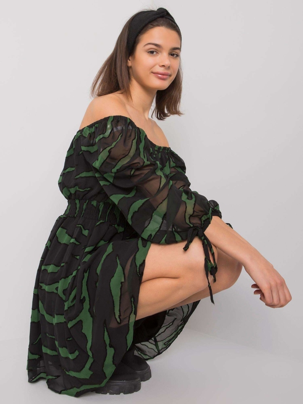 Zielona sukienka Sheandher.pl mini z długim rękawem w stylu casual