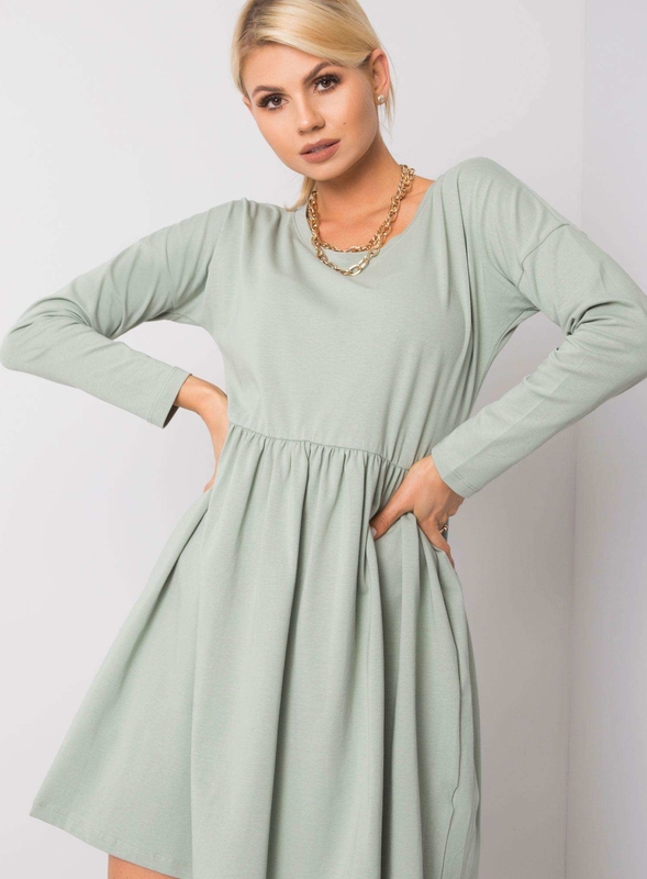 Zielona sukienka Sheandher.pl w stylu casual mini z długim rękawem