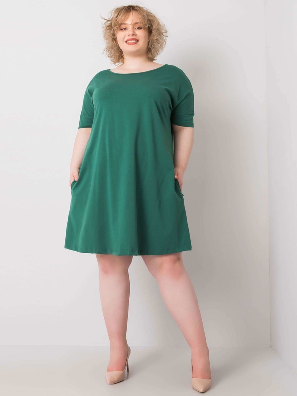 Zielona sukienka Sheandher.pl z krótkim rękawem z bawełny mini