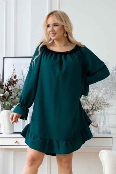 Zielona sukienka Sklep XL-ka z długim rękawem mini