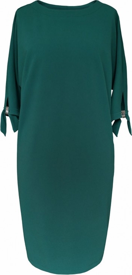 Zielona sukienka Sklep XL-ka z okrągłym dekoltem z długim rękawem