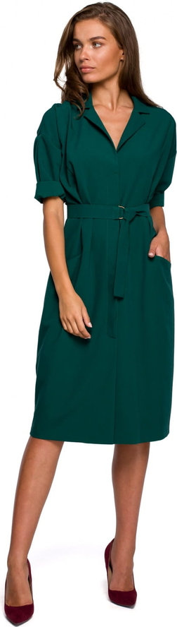 Zielona sukienka Stylove z dekoltem w kształcie litery v z długim rękawem