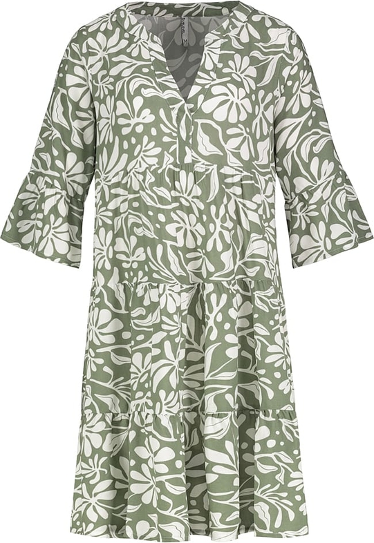 Zielona sukienka SUBLEVEL oversize z dekoltem w kształcie litery v z krótkim rękawem