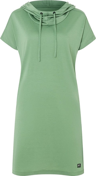 Zielona sukienka super.natural z krótkim rękawem z wełny mini