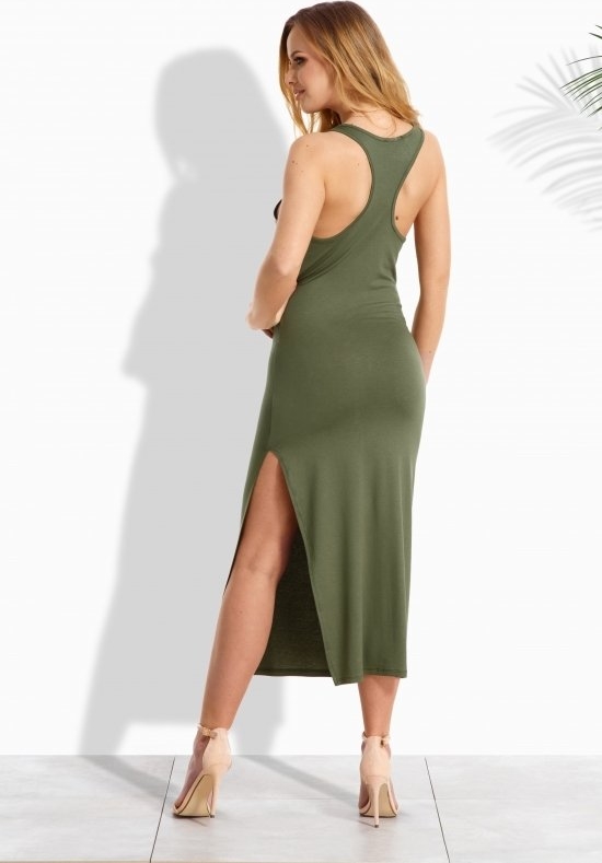 Zielona sukienka TAGLESS bez rękawów maxi