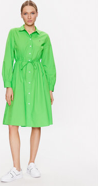 Zielona sukienka Tommy Hilfiger midi w stylu casual z kołnierzykiem