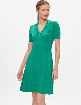 Zielona sukienka Tommy Hilfiger w stylu casual z dekoltem w kształcie litery v