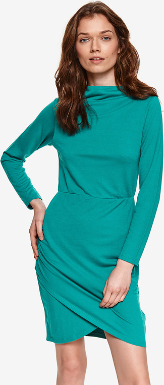 Zielona sukienka Top Secret mini w stylu casual z długim rękawem