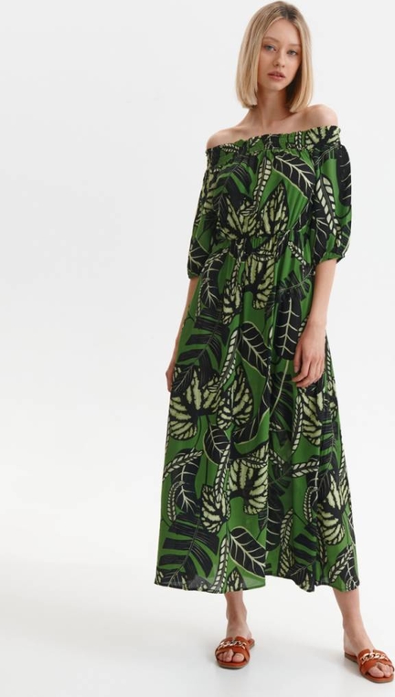 Zielona sukienka Top Secret z dzianiny w stylu casual z okrągłym dekoltem