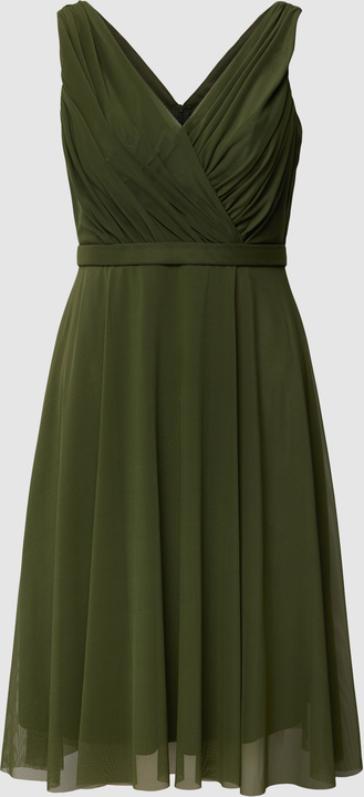 Zielona sukienka Troyden Collection bez rękawów mini z dekoltem w kształcie litery v
