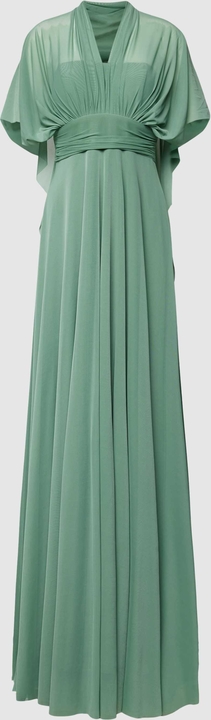Zielona sukienka Troyden Collection z długim rękawem z dekoltem w kształcie litery v maxi