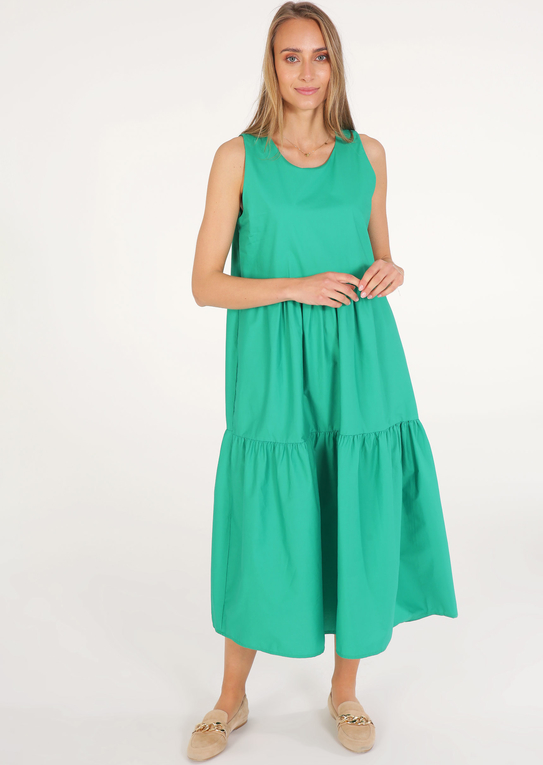Zielona sukienka Unisono z bawełny maxi z okrągłym dekoltem