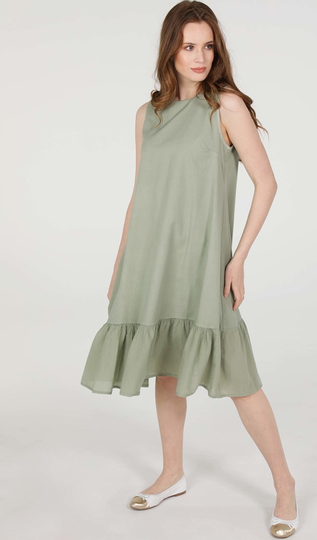 Zielona sukienka Unisono z bawełny midi