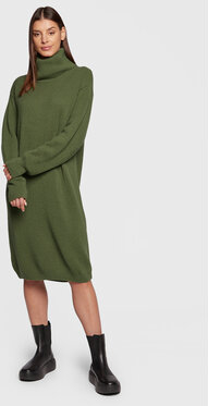 Zielona sukienka United Colors Of Benetton prosta w stylu casual z długim rękawem