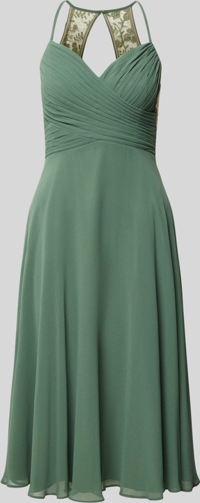 Zielona sukienka V.m. z dekoltem w kształcie litery v z szyfonu