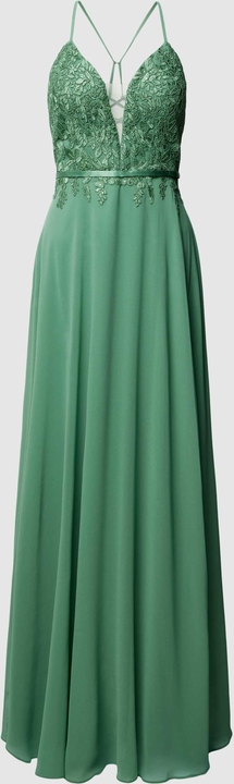 Zielona sukienka V.m. z szyfonu na ramiączkach z dekoltem w kształcie litery v