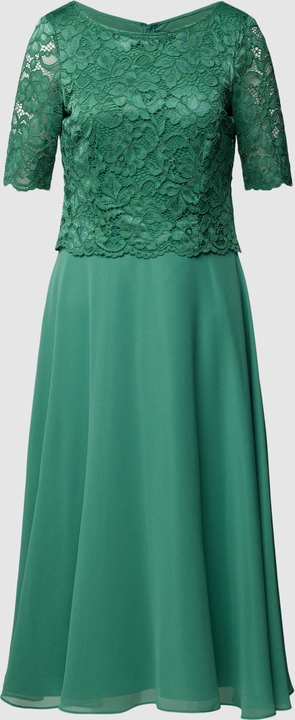 Zielona sukienka Vera Mont z szyfonu z krótkim rękawem