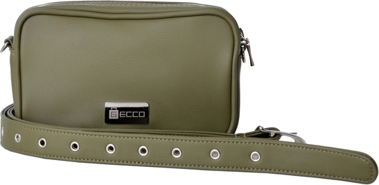 Zielona torebka Geccobag na ramię średnia z kolorowym paskiem