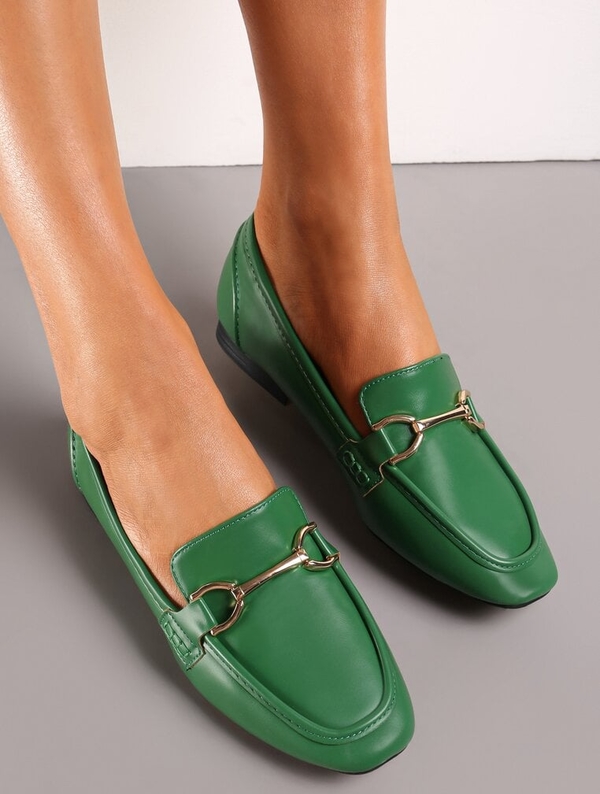 Zielone buty Renee z płaską podeszwą