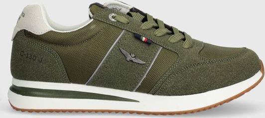 Zielone buty sportowe Aeronautica Militare sznurowane