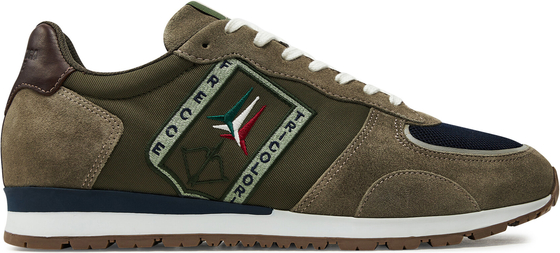 Zielone buty sportowe Aeronautica Militare w sportowym stylu sznurowane