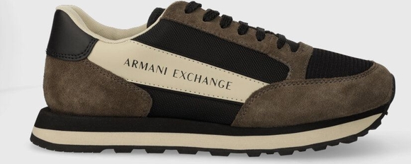 Zielone buty sportowe Armani Exchange w sportowym stylu sznurowane