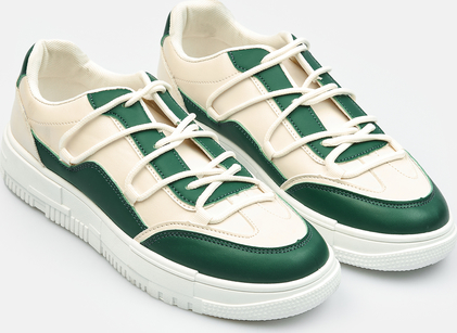 Zielone buty sportowe Gate z płaską podeszwą w sportowym stylu z tkaniny