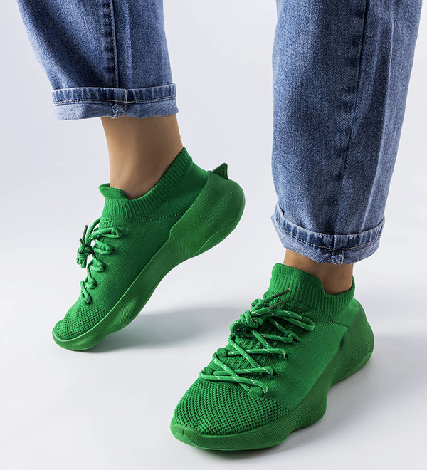 Zielone buty sportowe Gemre sznurowane z płaską podeszwą w sportowym stylu