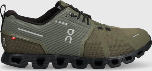 Zielone buty sportowe On-running z płaską podeszwą sznurowane
