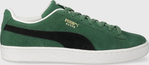Zielone buty sportowe Puma z zamszu z płaską podeszwą w sportowym stylu